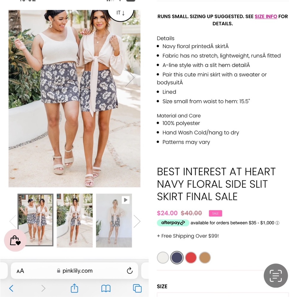 Navy floral skirt